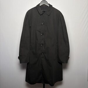 Rainfair Men's Black Trench Coat Size L Vintage Lined Rain Jacket Overcoat
